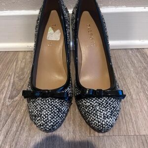 Talbots Black and White Tweed Heels with Bow